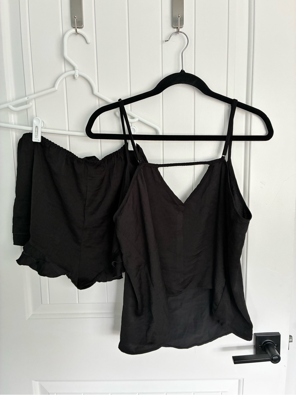 Black Spaghetti Strap Tank and Ruffle Shorts Set - Picture 4 of 4